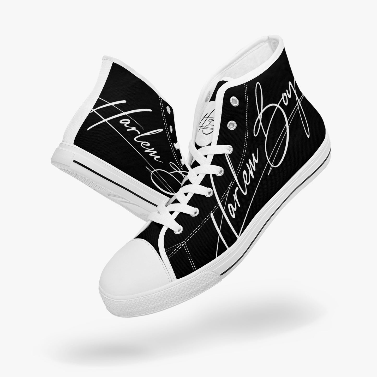 HB Harlem Boy "Lenox Ave" Classic High Top - Onyx - Men (Black or White Soles)