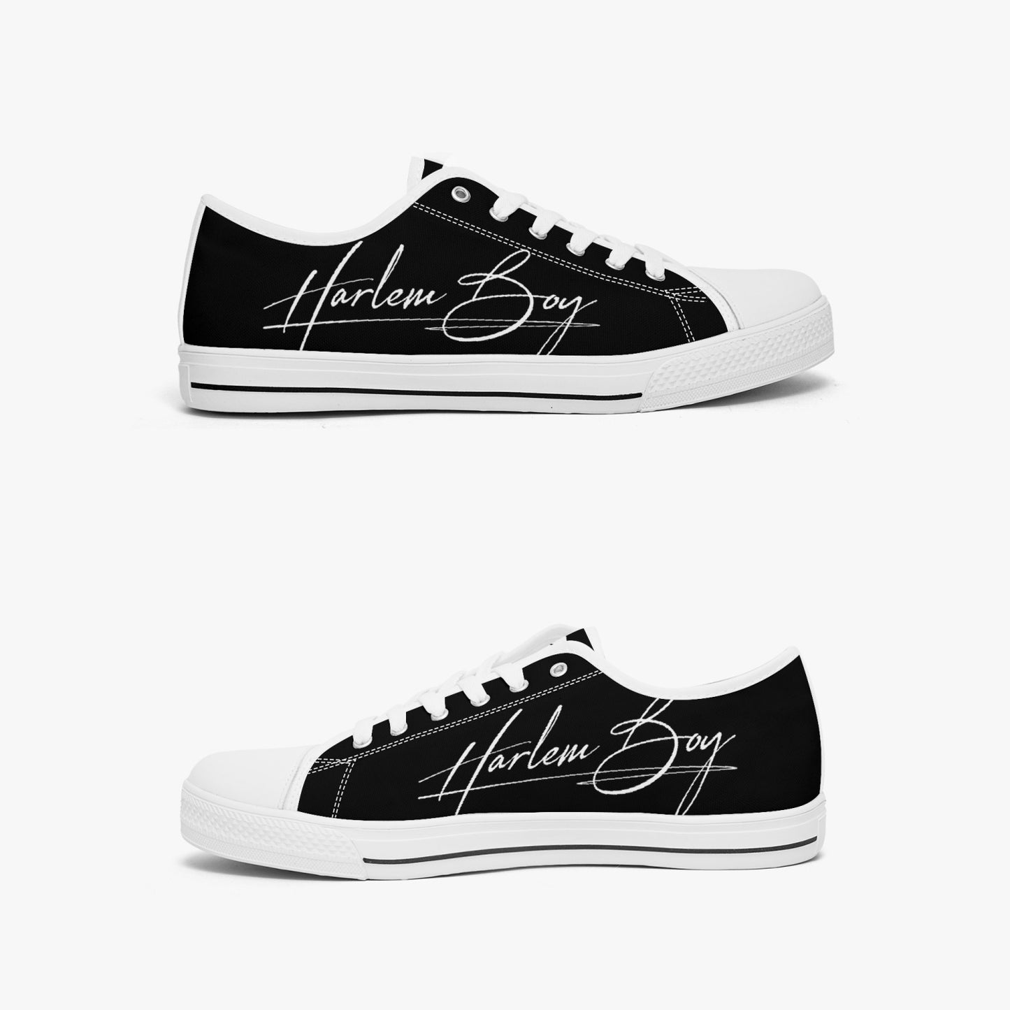 HB Harlem Boy "Lenox Ave" Classic Low Tops - Onyx - Men (Black or White Sole)