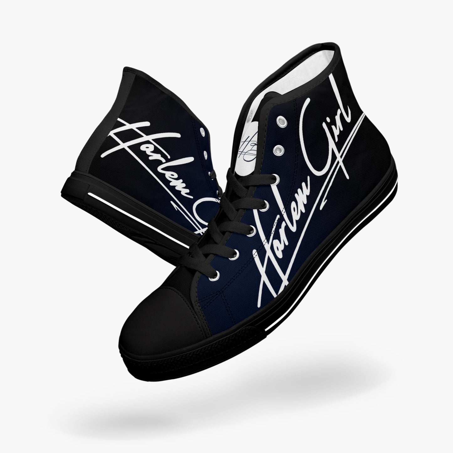 HB Harlem Girl "Lenox Ave" Classic High Top - Onyx - Women (Black or White Soles)