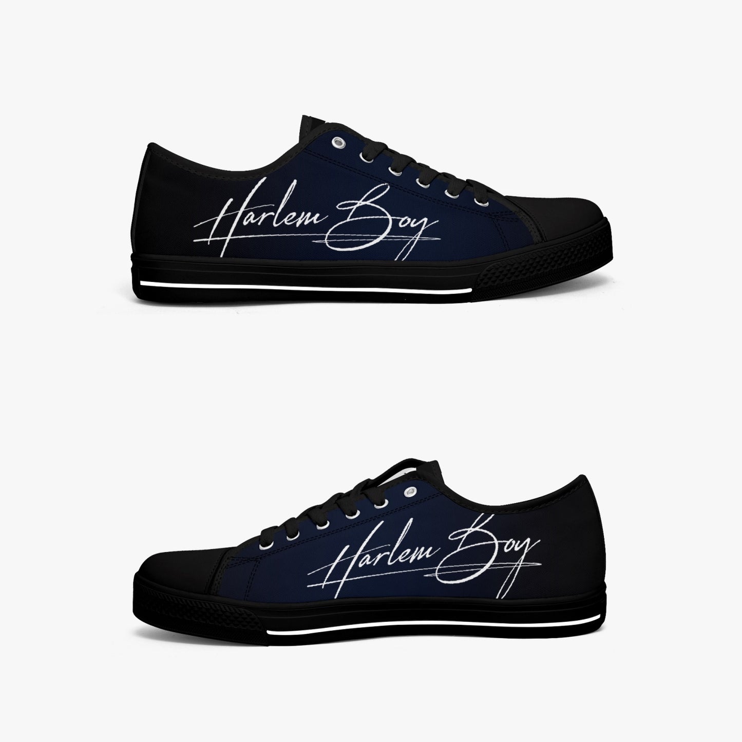 HB Harlem Boy "Lenox Ave" Classic Low Tops - BluBlac Onyx - Men (Black or White Sole)