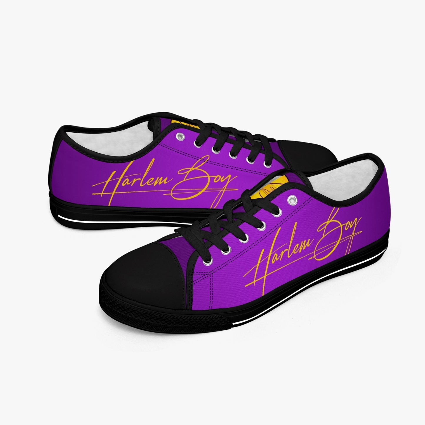 HB Harlem Boy "Lenox Ave" Classic Low Tops - Purple and Gold - Men (Black or White Sole)