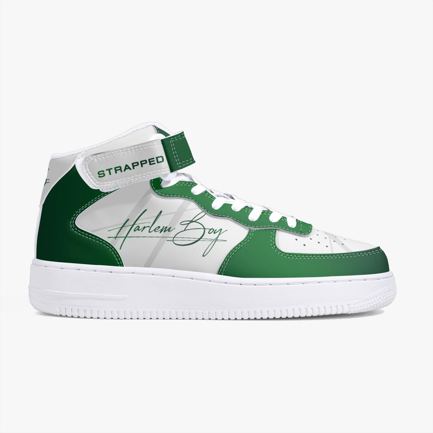 Harlem Boy "Strapped" Leather Hi Top Kicks - Emerald