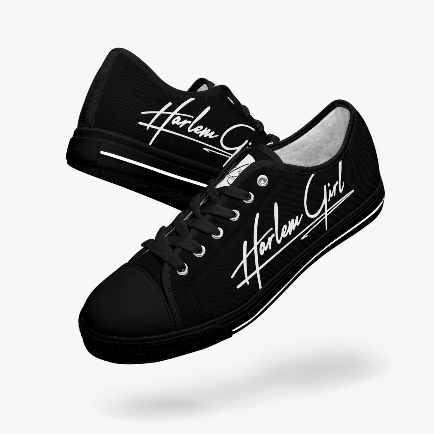 HB Harlem Girl "Lenox Ave" Classic Low Tops - Onyx - Women (Black or White Sole)