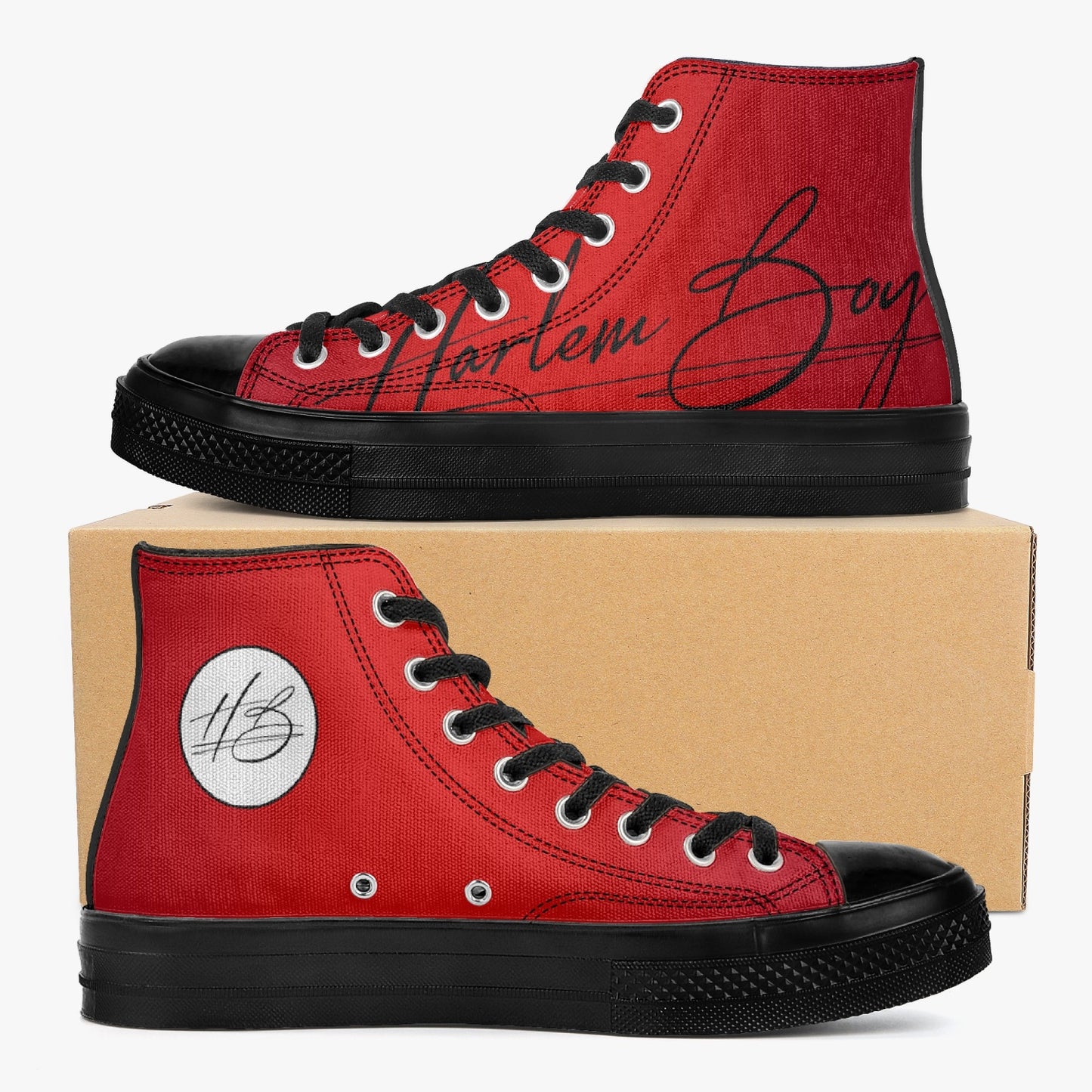 Harlem Boy "Coolee High" Tops Men - Ruby - Black Sole