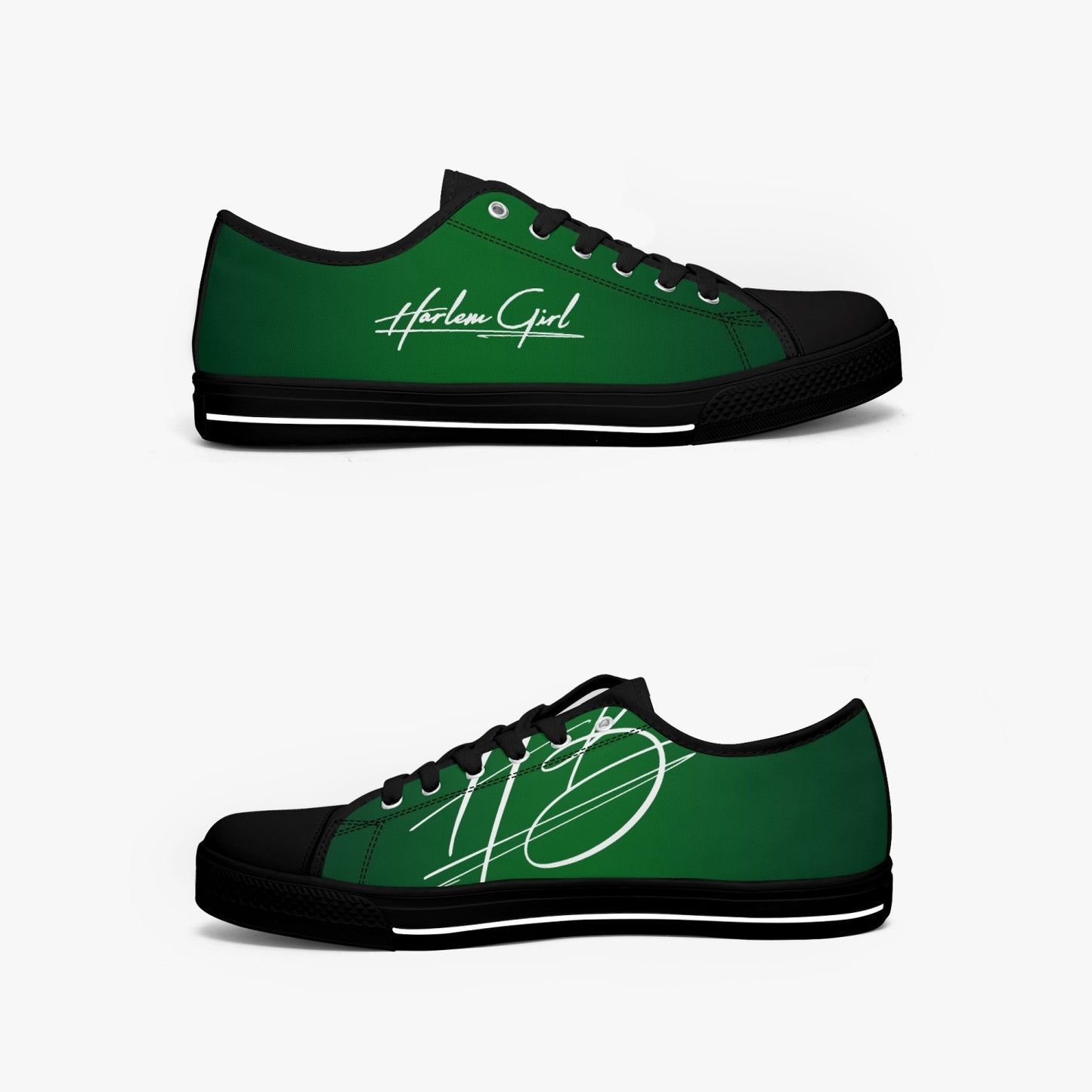 Harlem Girl "Coolee High" Womens Low-Top Canvas Sneaks - Emerald