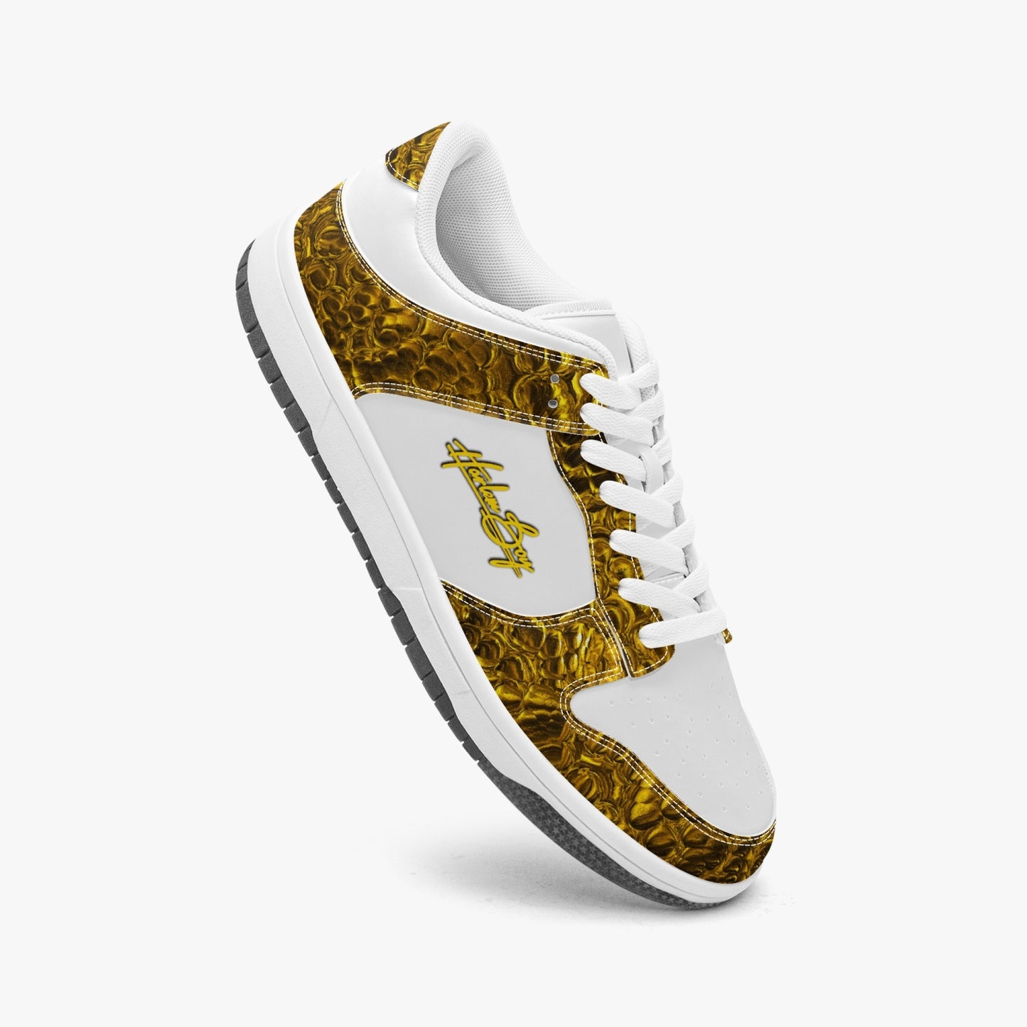 Harlem Boy Collection - Dunks - Low Top Men - Crocodile Print Gold