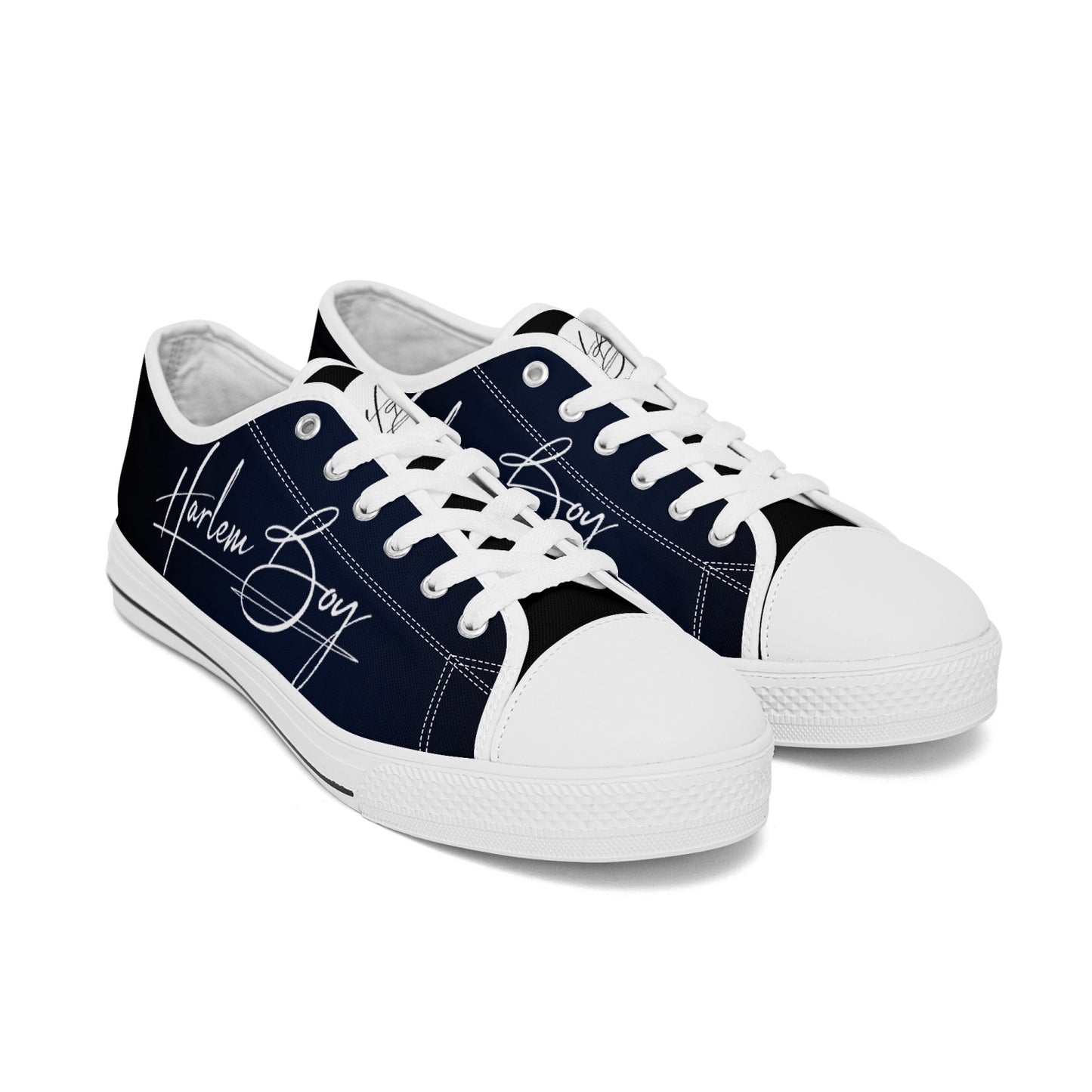 Harlem Boy "Lenox Ave" Unisex Classic Low Tops - BluBlac Onyx (Black or White Sole)
