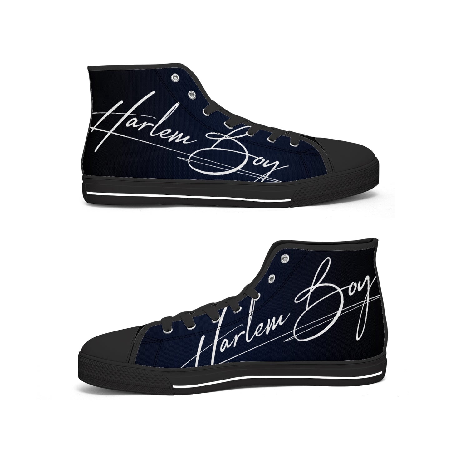 Harlem Boy "Lenox Ave" Unisex Classic High Tops - BluBlac Onyx (Black or White Sole)