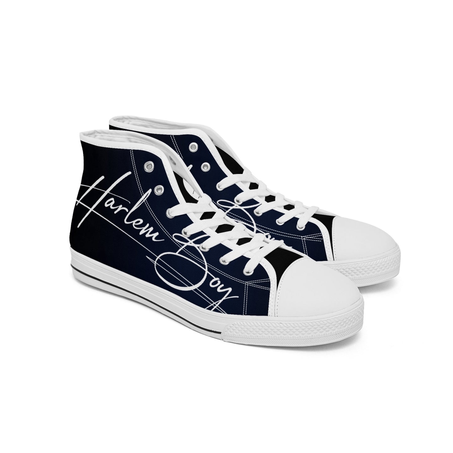 Harlem Boy "Lenox Ave" Unisex Classic High Tops - BluBlac Onyx (Black or White Sole)