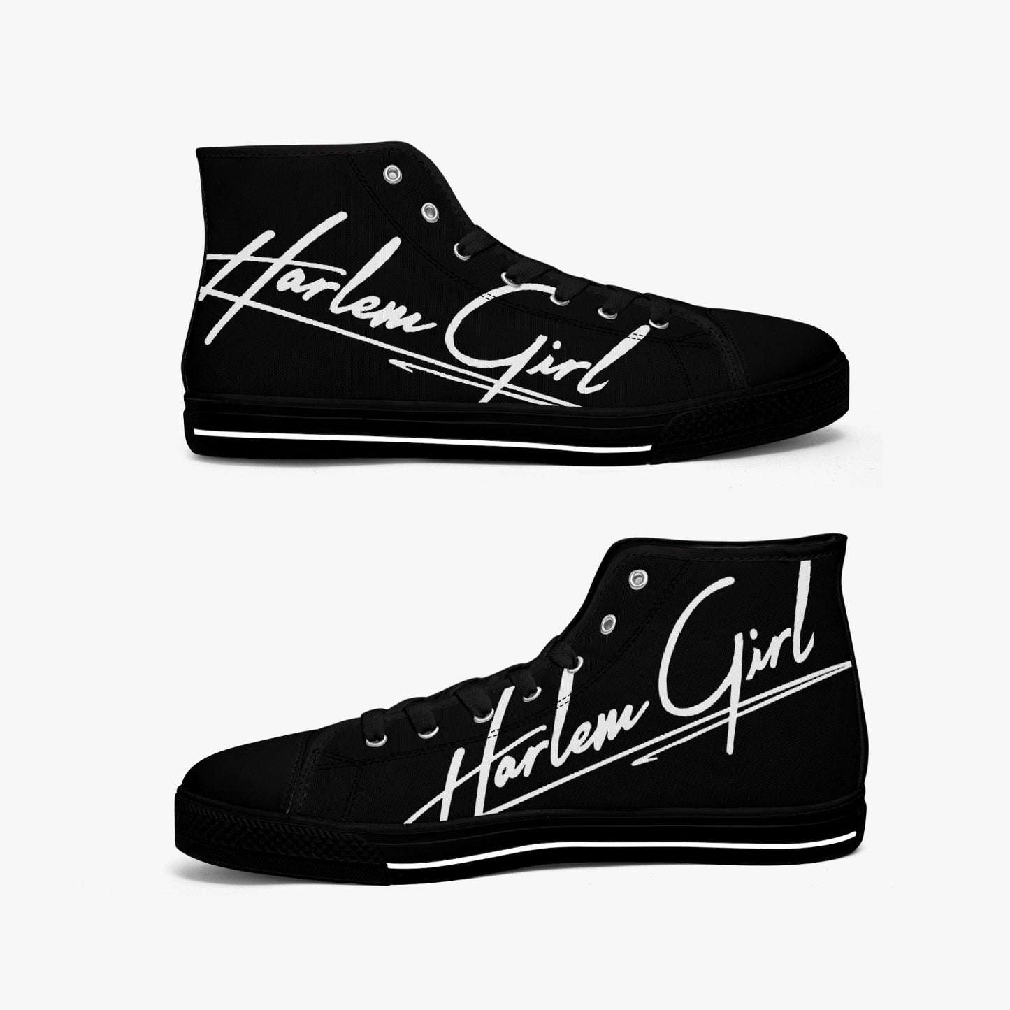 HB Harlem Girl "Lenox Ave" Classic High Top - Onyx - Women (Black or White Soles)