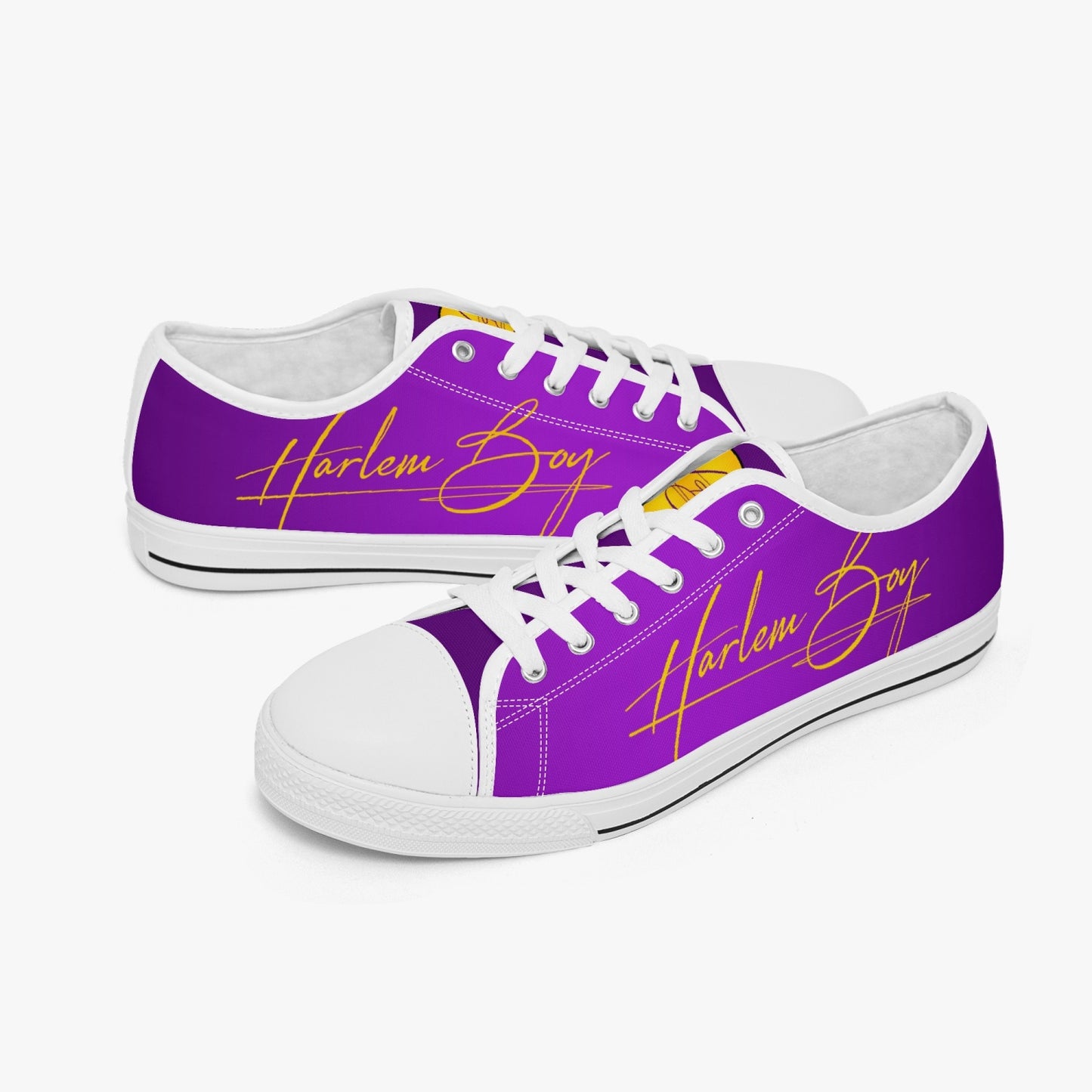 HB Harlem Boy "Lenox Ave" Classic Low Tops - Purple and Gold - Men (Black or White Sole)