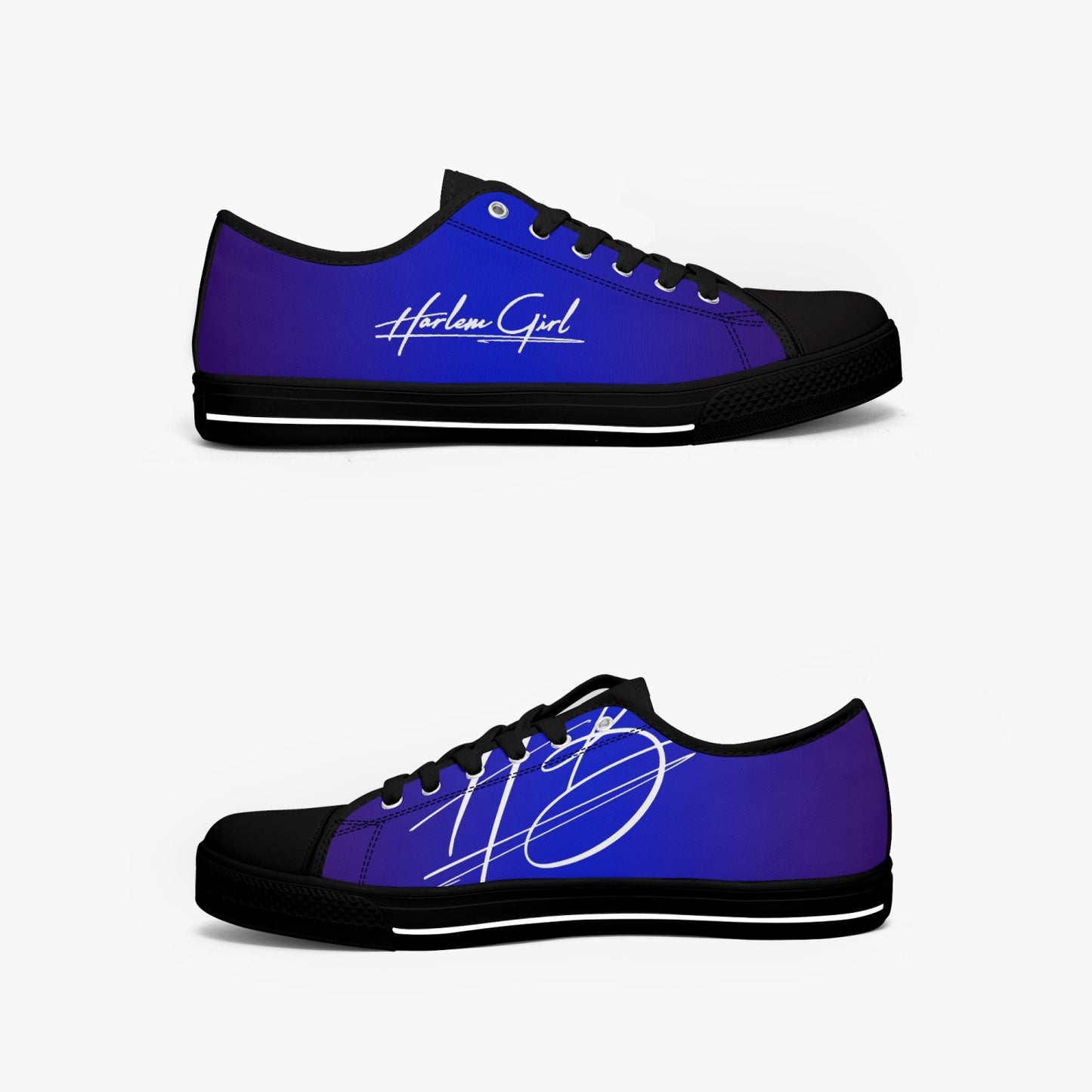 Harlem Girl "Coolee High" Womens Low-Top Canvas Sneaks - Sapphire