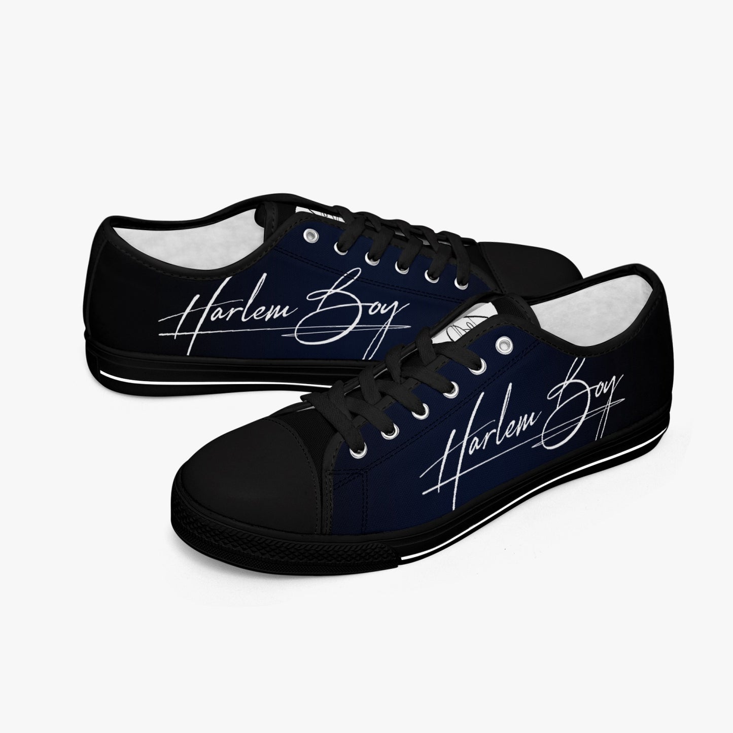HB Harlem Boy "Lenox Ave" Classic Low Tops - BluBlac Onyx - Men (Black or White Sole)