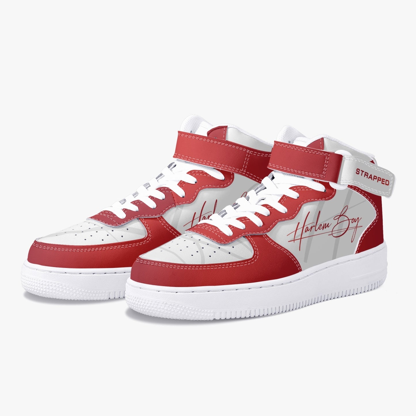 Harlem Boy "Strapped" Leather Hi Top Kicks - Ruby