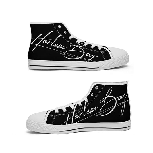 Harlem Boy "Lenox Ave" Unisex Classic High Tops - Onyx (Black or White Sole)