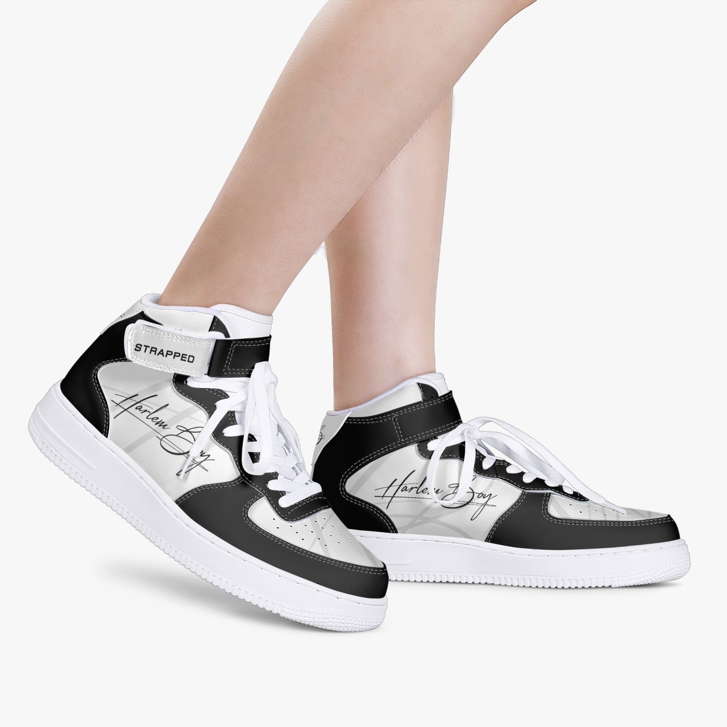 Harlem Boy "Strapped" Leather Hi Top Kicks - Onyx