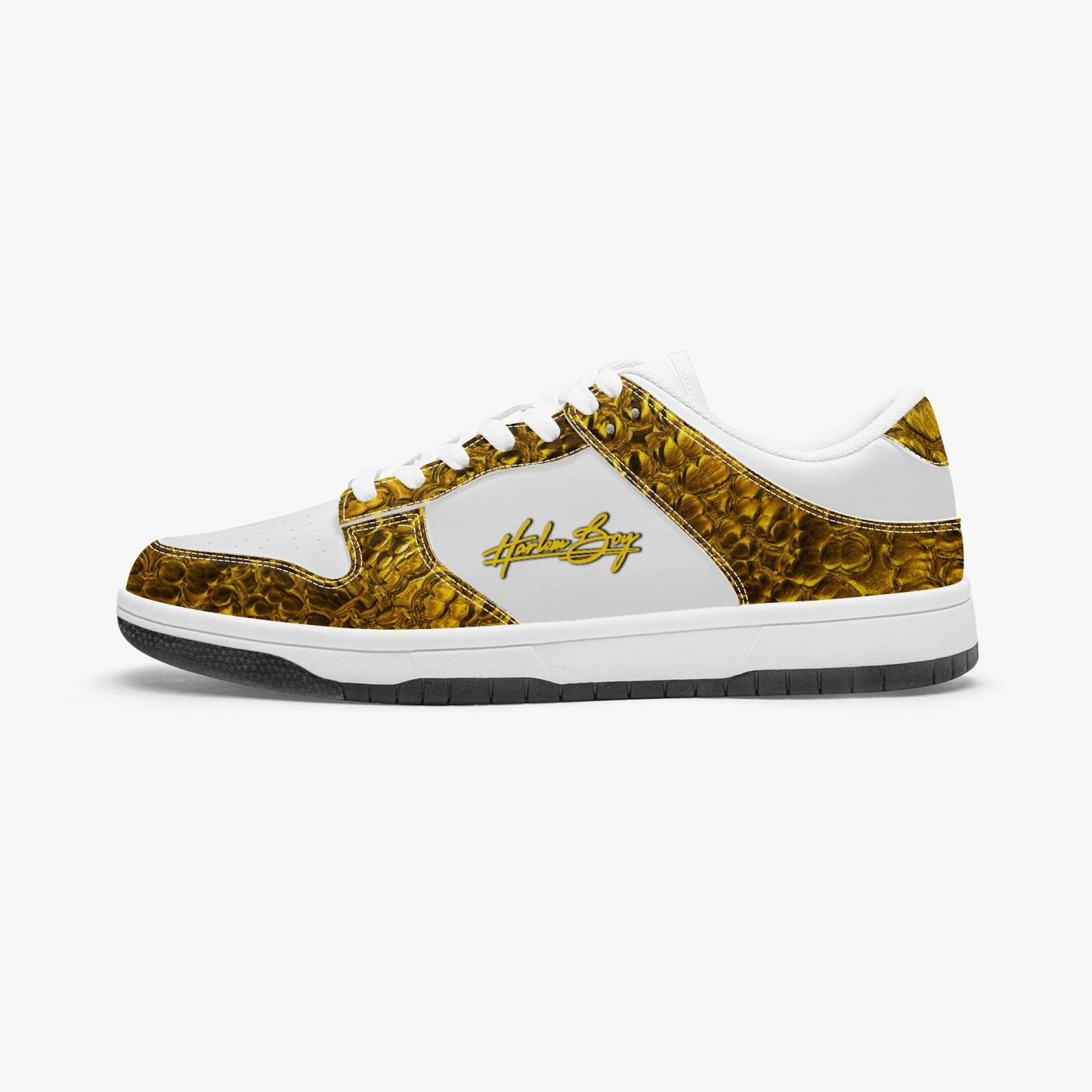 Harlem Boy Collection - Dunks - Low Top Men - Crocodile Print Gold
