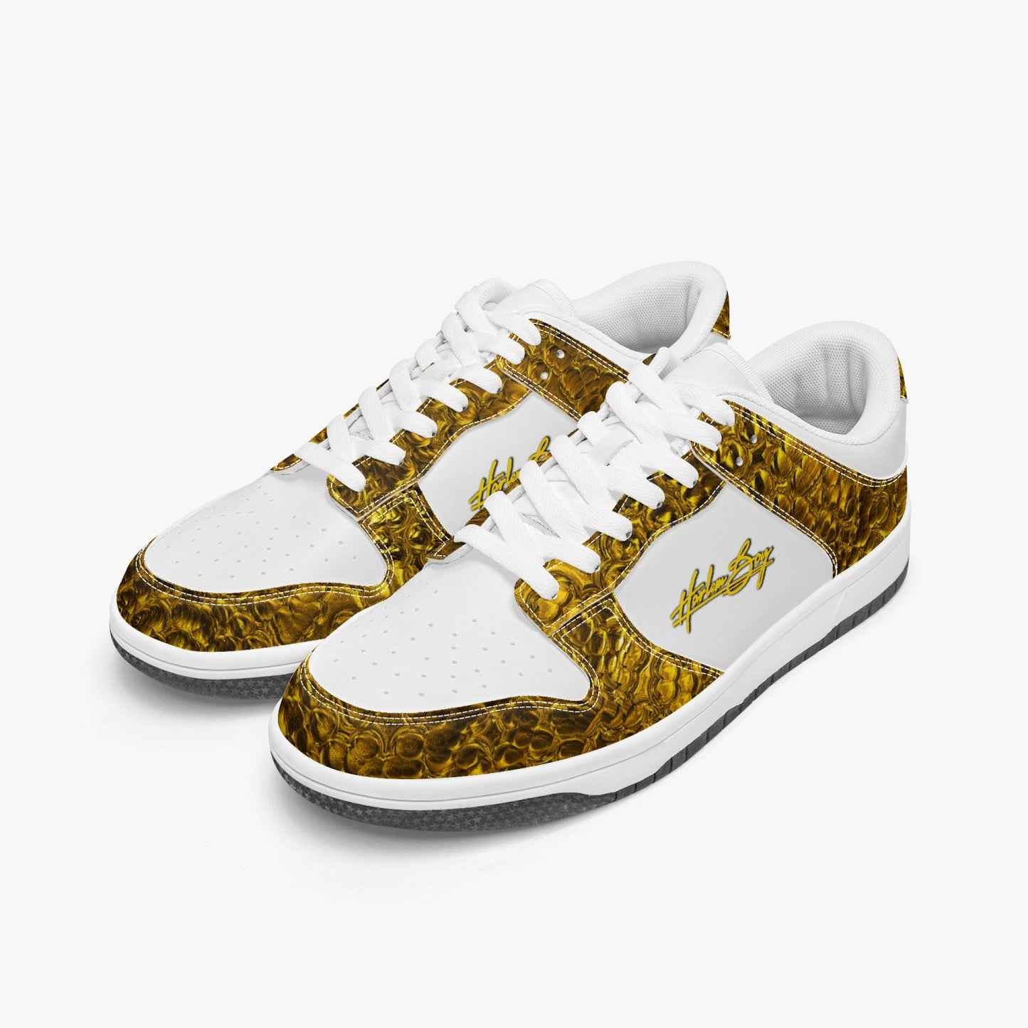 Harlem Boy Collection - Dunks - Low Top Men - Crocodile Print Gold