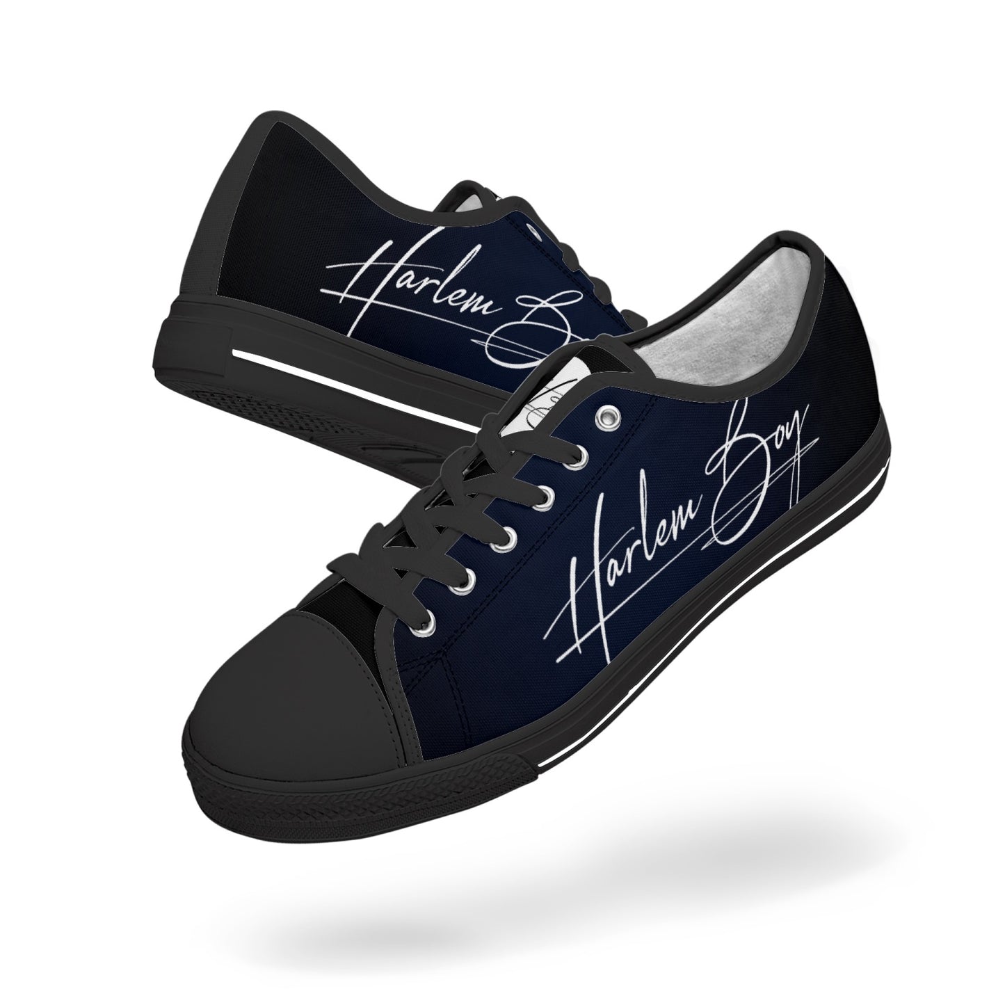 Harlem Boy "Lenox Ave" Unisex Classic Low Tops - BluBlac Onyx (Black or White Sole)