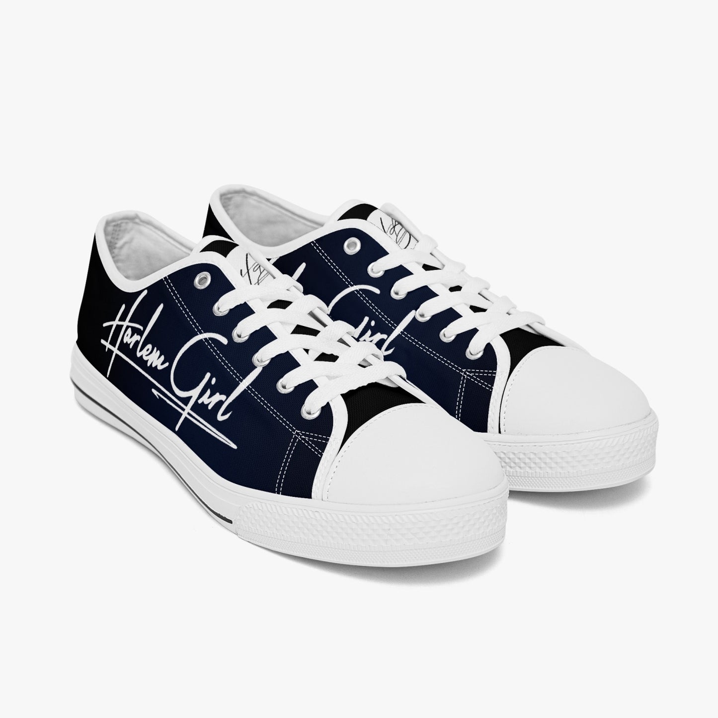 HB Harlem Girl "Lenox Ave" Classic Low Tops - BluBlac Onyx- Women (Black or White Sole)