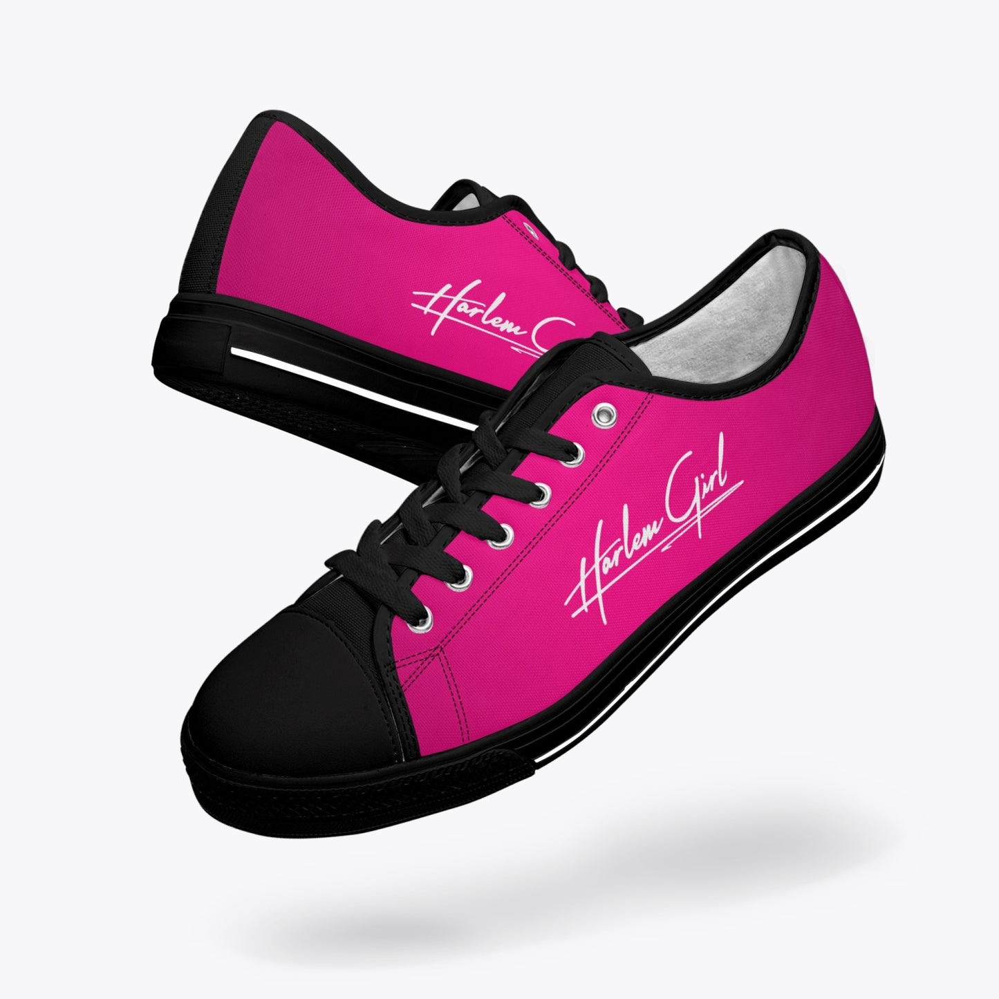 Harlem Girl "Coolee High" Womens Low-Top Canvas Sneaks - Fuchsia