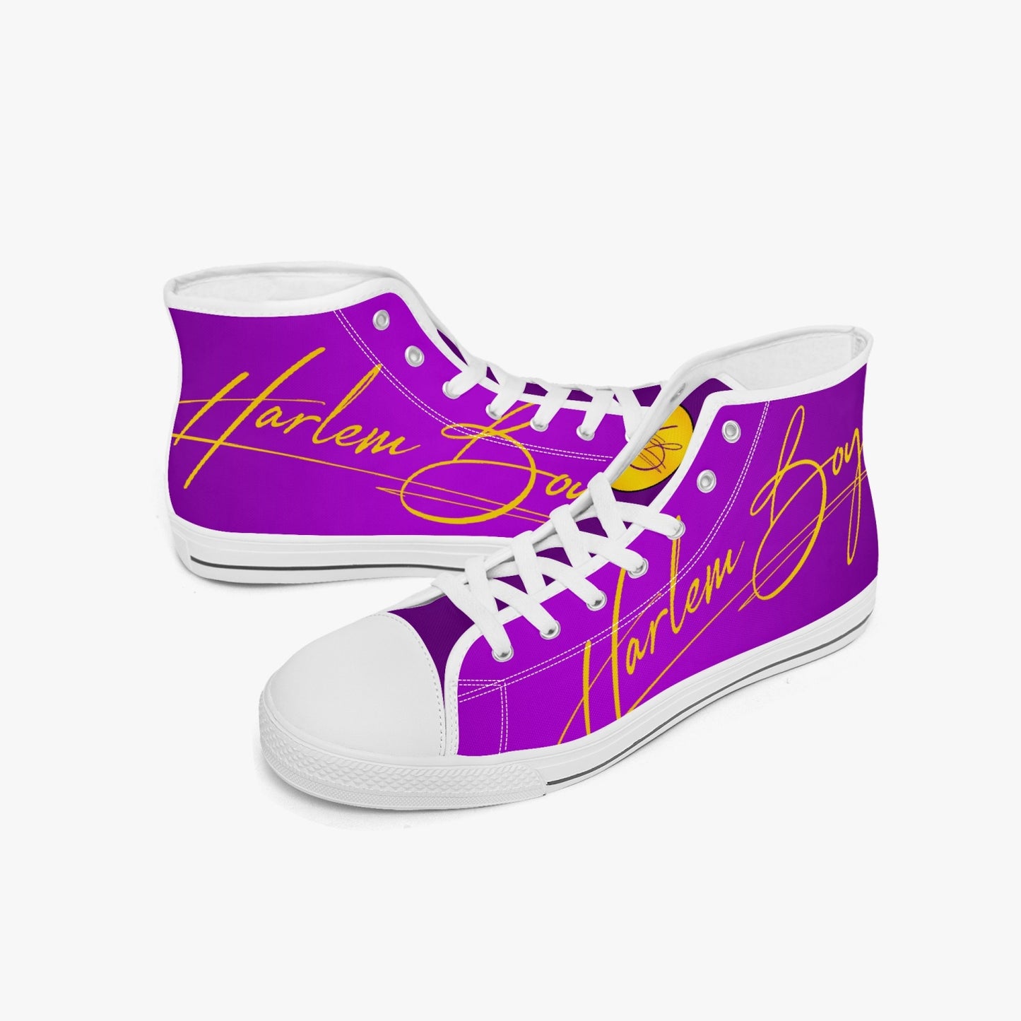 HB Harlem Boy "Lenox Ave" Classic High Top - Purple and Gold - Men (Black or White Soles)