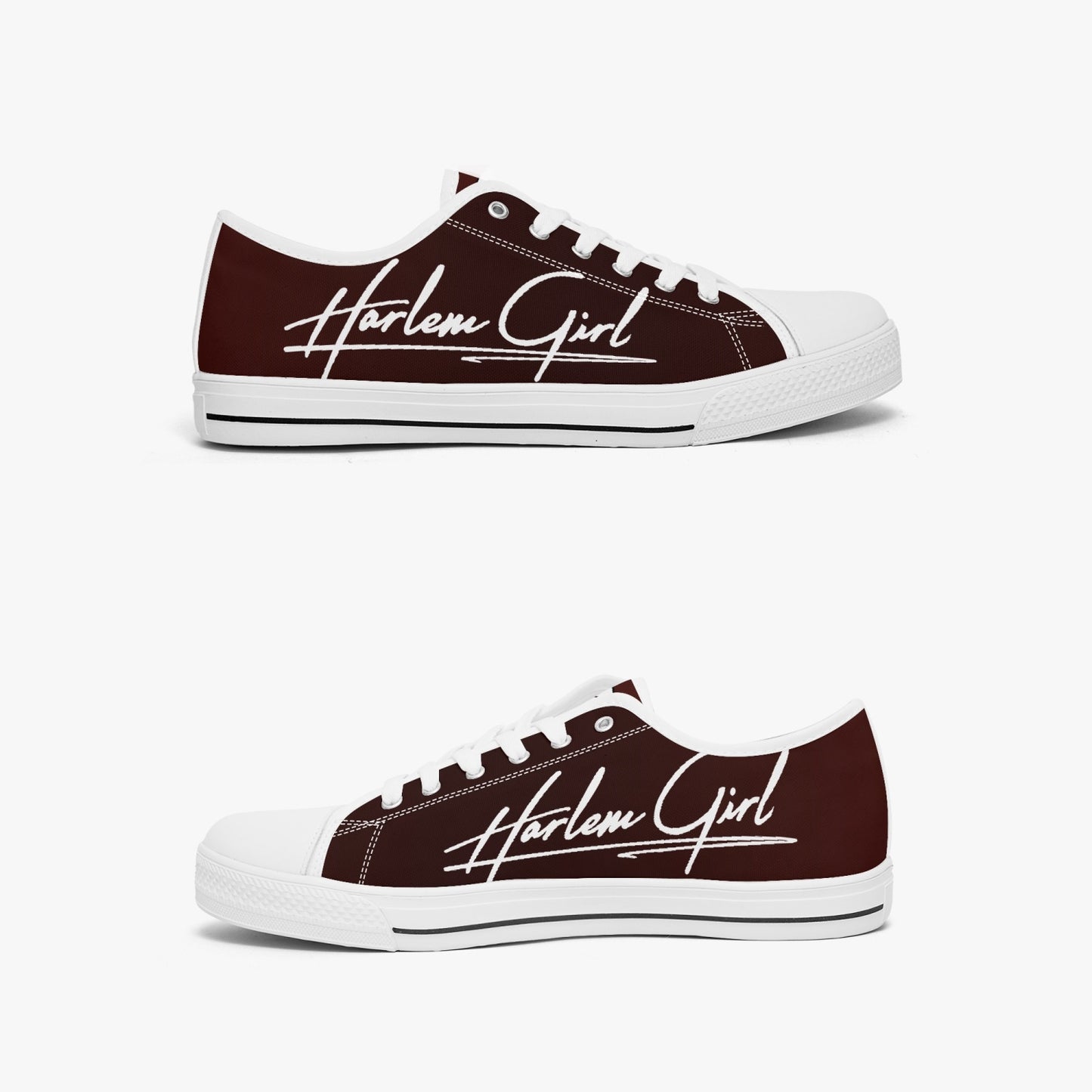 HB Harlem Girl "Lenox Ave" Classic Low Tops - Burnished Mahogany - Women (Black or White Sole)