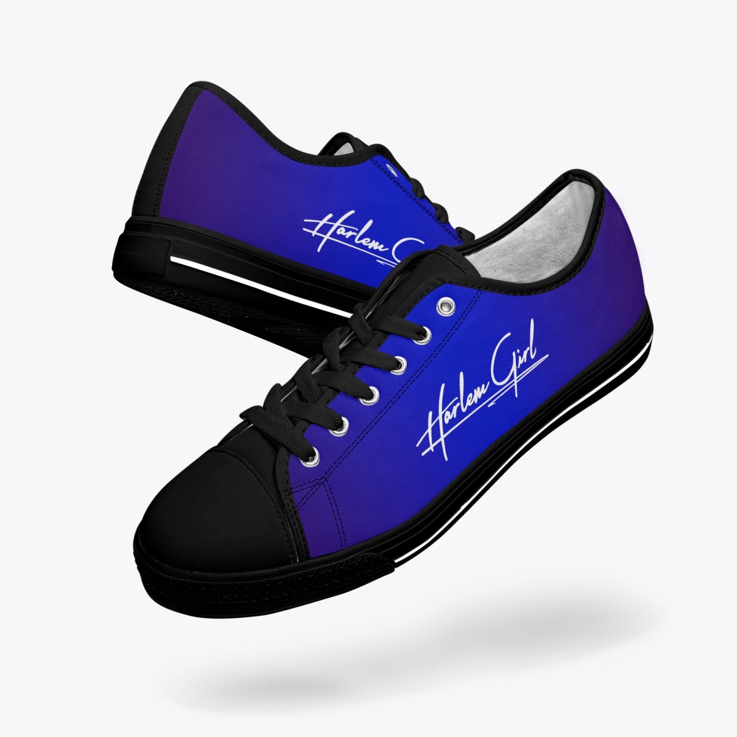 Harlem Girl "Coolee High" Womens Low-Top Canvas Sneaks - Sapphire