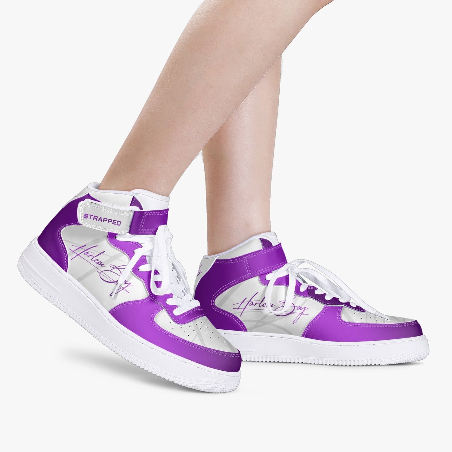 Harlem Boy "Strapped" Leather Hi Top Kicks - Royal Amethyst