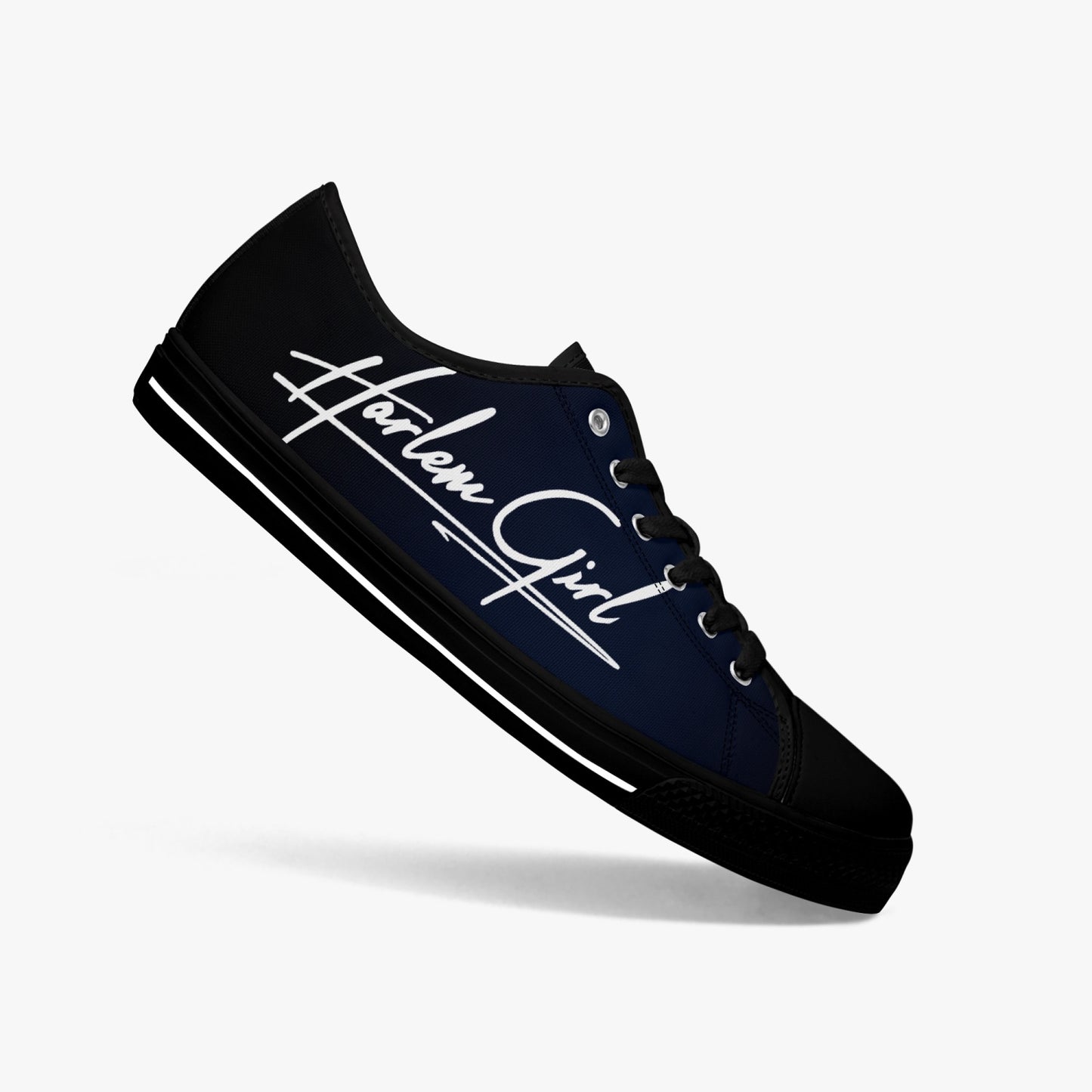HB Harlem Girl "Lenox Ave" Classic Low Tops - BluBlac Onyx- Women (Black or White Sole)