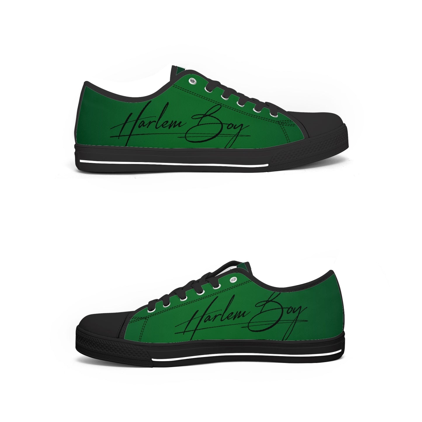 Harlem Boy "Lenox Ave" Unisex Classic Low Tops - Emerald (Black or White Sole)