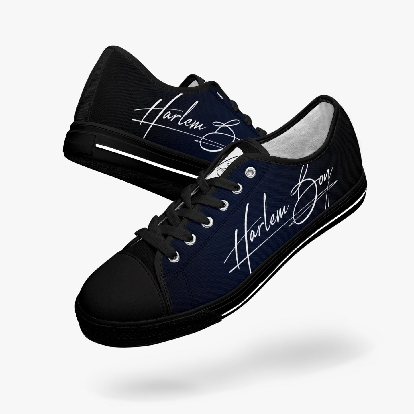 HB Harlem Boy "Lenox Ave" Classic Low Tops - BluBlac Onyx - Men (Black or White Sole)
