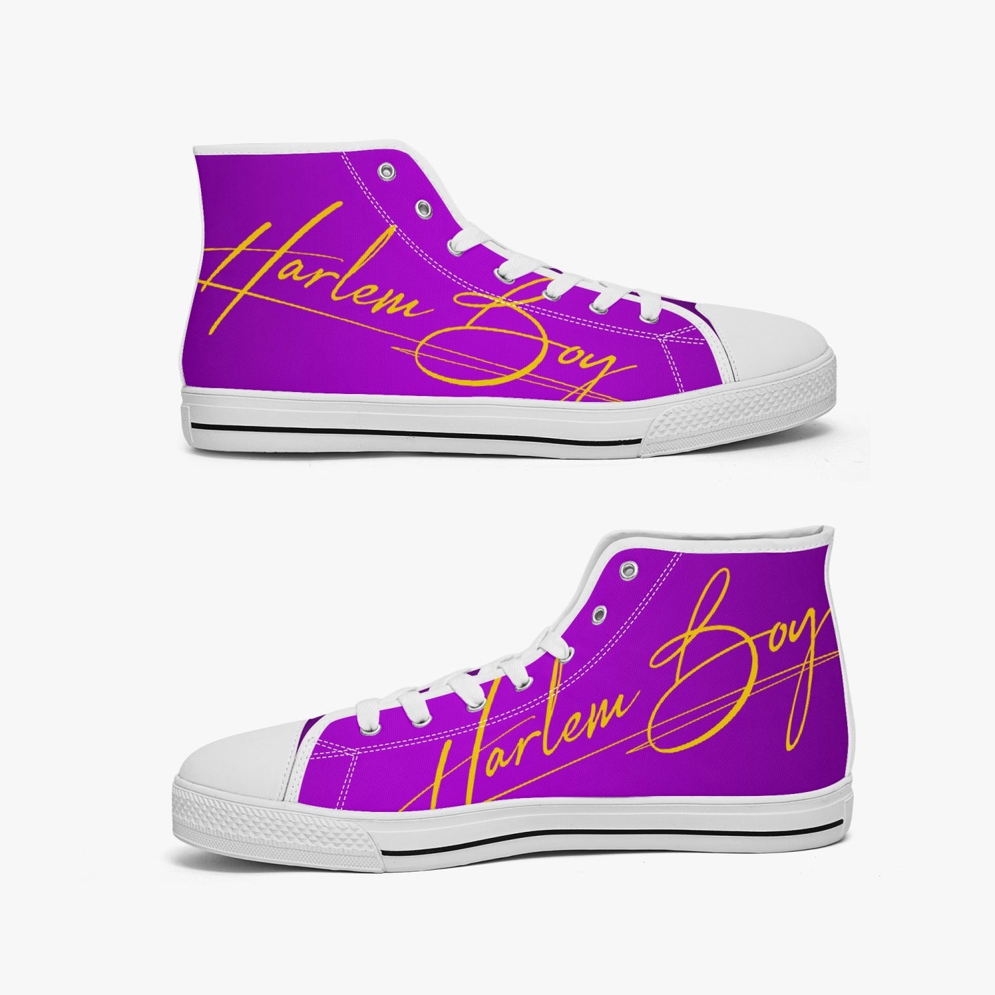 HB Harlem Boy "Lenox Ave" Classic High Top - Purple and Gold - Men (Black or White Soles)