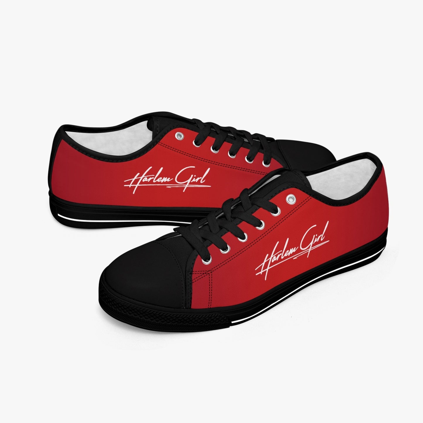 Harlem Girl "Coolee High" Womens Low-Top Canvas Sneaks - Ruby