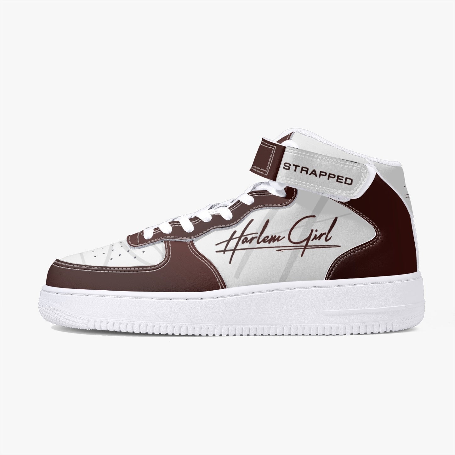 HB Harlem Girl "Strapped" Women's Leather Hi Top Kicks - Burnished Mahogany