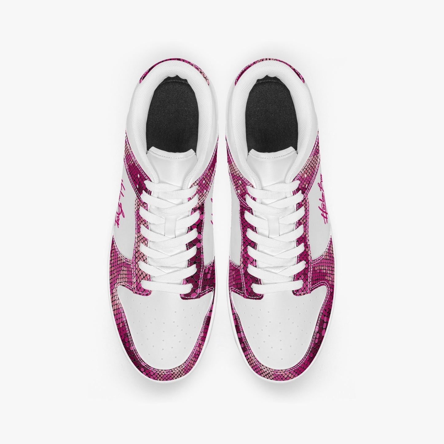 Harlem Boy Collection - Dunks - Low Top Men - Snakeskin Print Pink Fuchsia Red