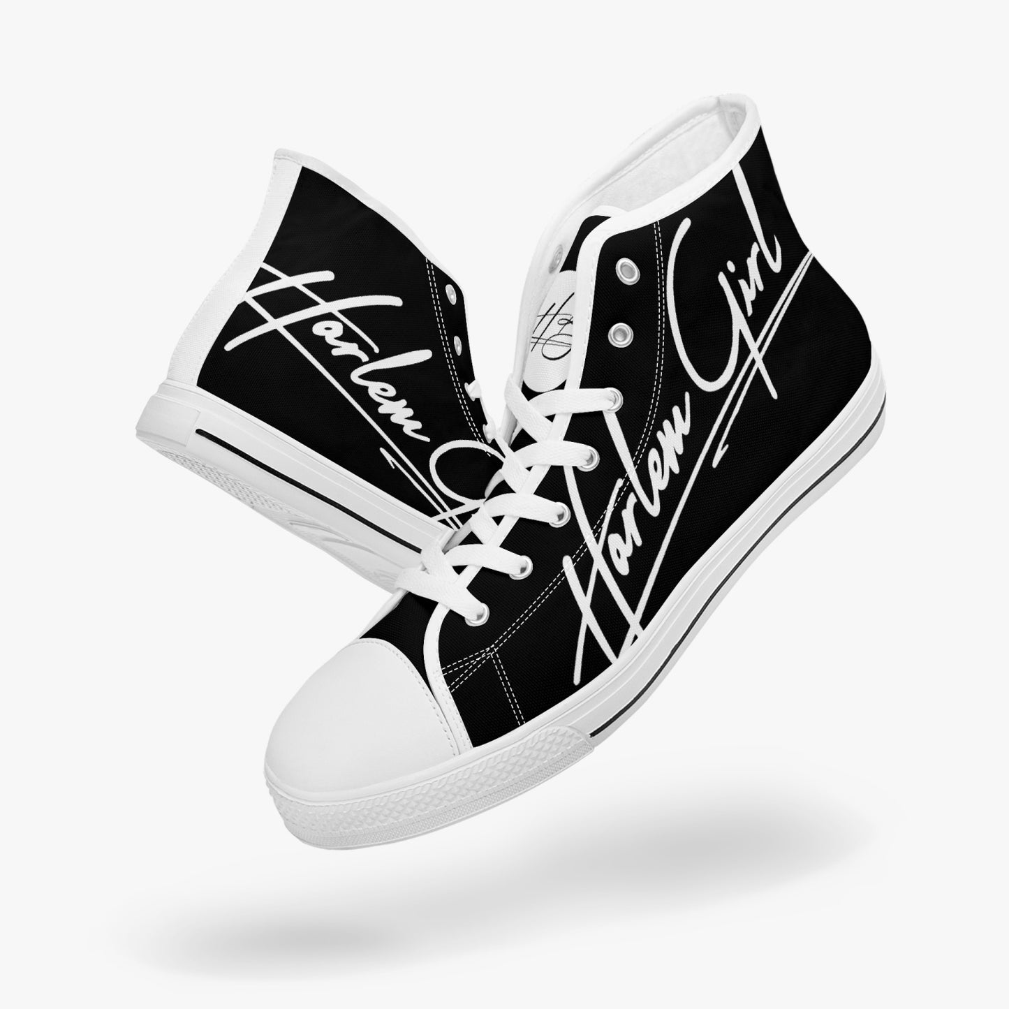 HB Harlem Girl "Lenox Ave" Classic High Top - Onyx - Women (Black or White Soles)