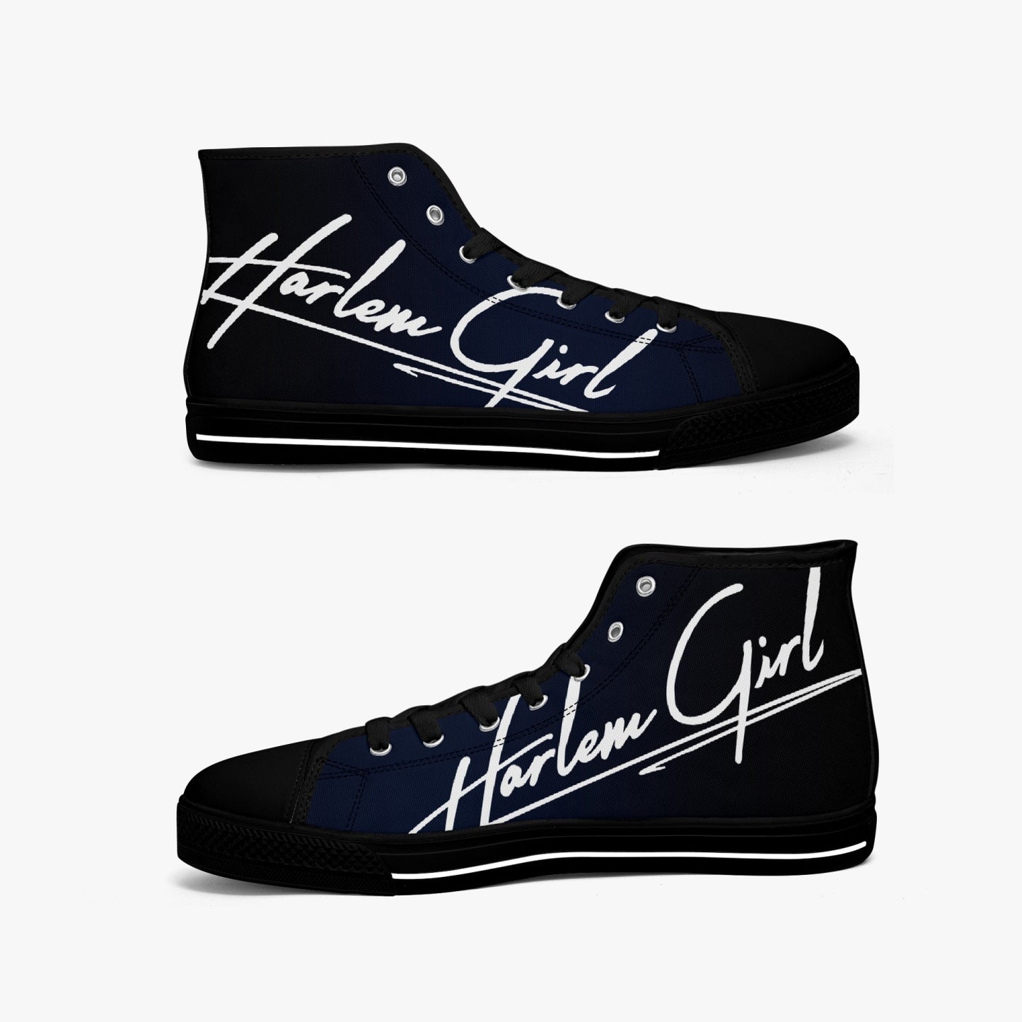 HB Harlem Girl "Lenox Ave" Classic High Top - Onyx - Women (Black or White Soles)