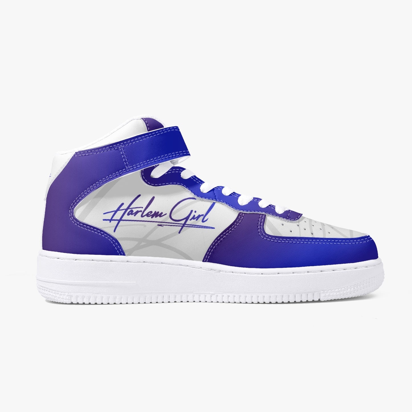 HB Harlem Girl "Strapped" Women's Leather Hi Top Kicks - Sapphire