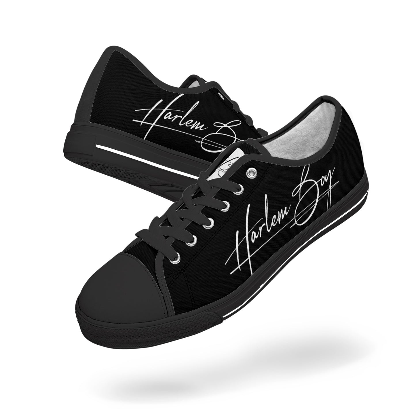 Harlem Boy "Lenox Ave" Unisex Classic Low Tops - Onyx (Black or White Sole)