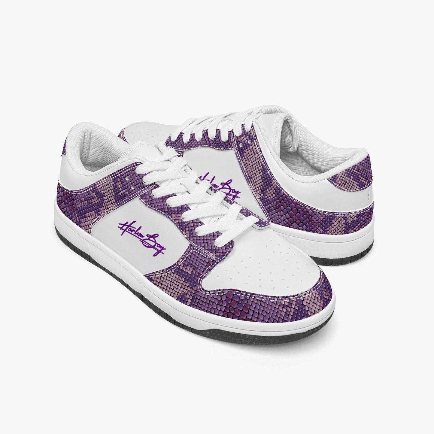 Harlem Boy Collection - Dunks - Low Top Men - Snakeskin Print Amethyst