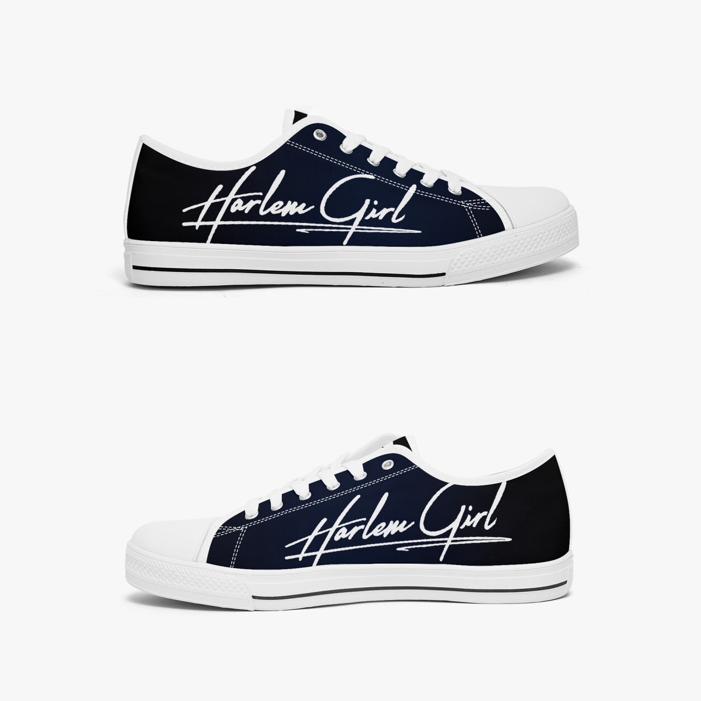 HB Harlem Girl "Lenox Ave" Classic Low Tops - BluBlac Onyx- Women (Black or White Sole)