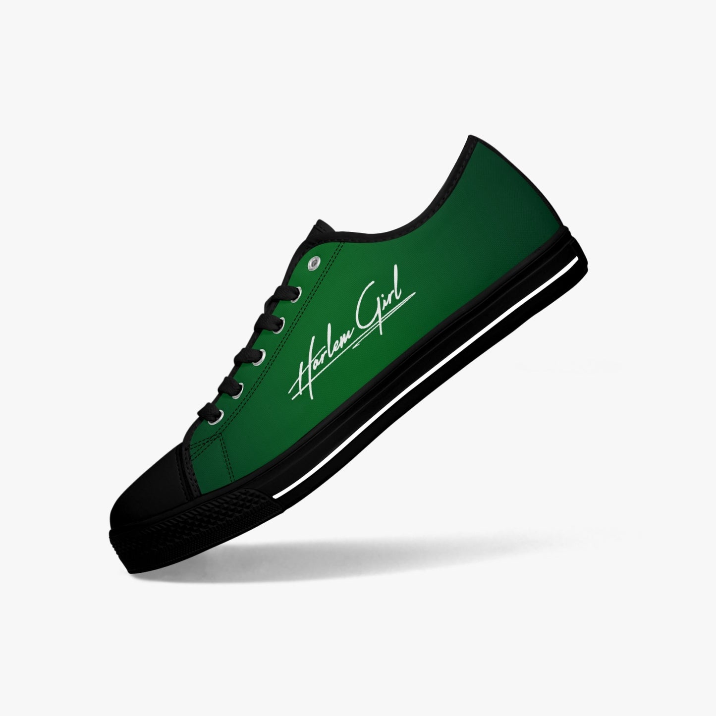 Harlem Girl "Coolee High" Womens Low-Top Canvas Sneaks - Emerald