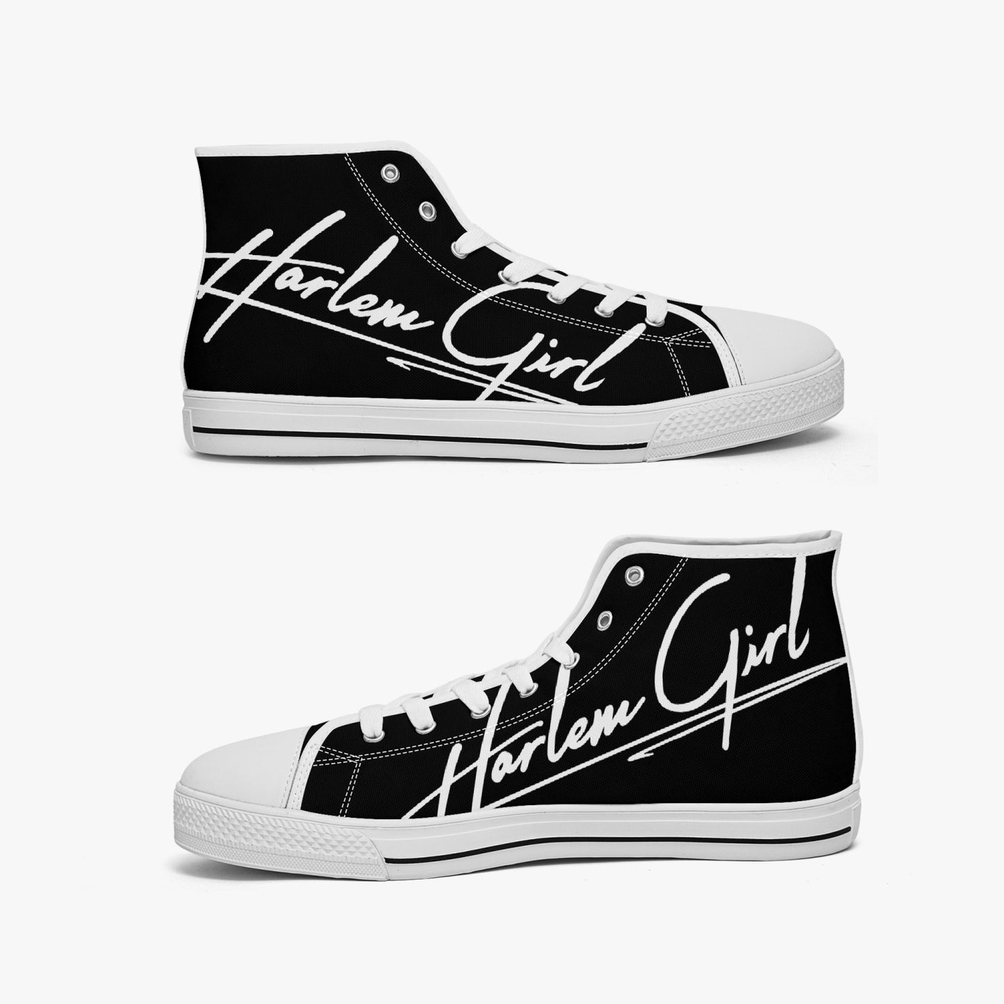 HB Harlem Girl "Lenox Ave" Classic High Top - Onyx - Women (Black or White Soles)
