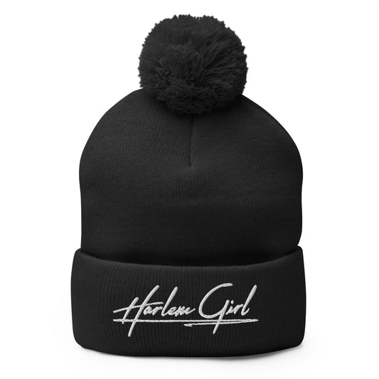 Harlem Girl Logo Pom-Pom Beanie