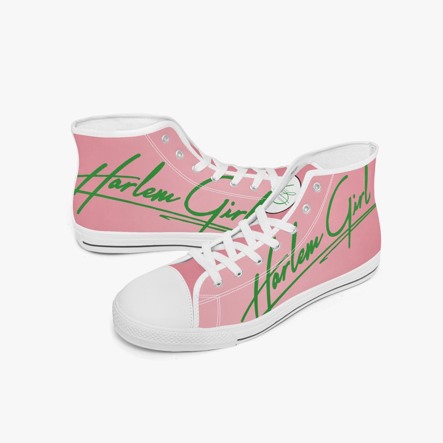 HB Harlem Girl "Lenox Ave" Classic High Top - Pink n Green - Women (Black or White Soles)