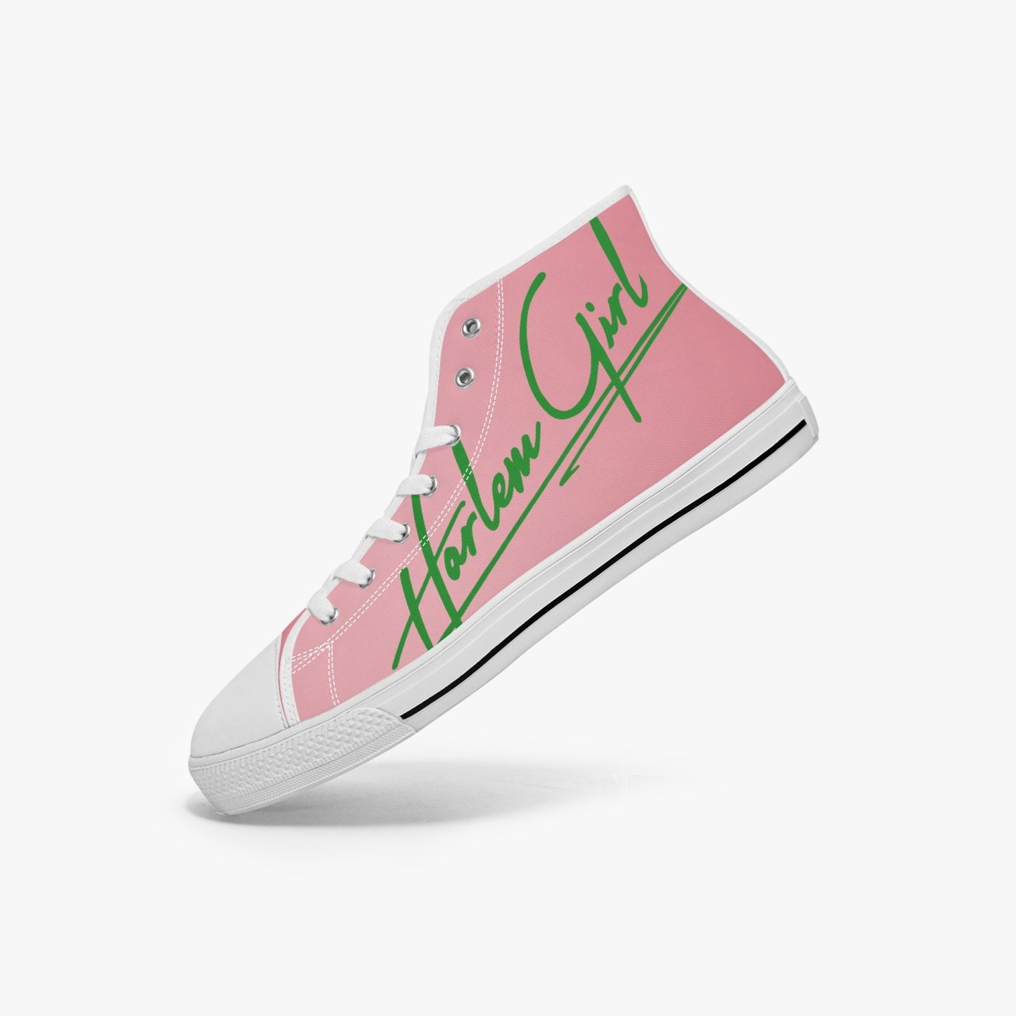 HB Harlem Girl "Lenox Ave" Classic High Top - Pink n Green - Women (Black or White Soles)