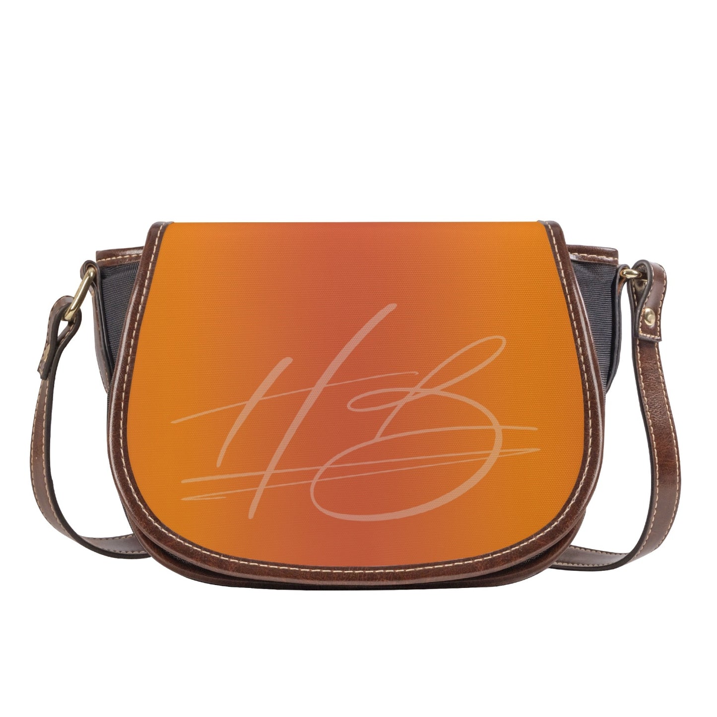 Harlem Boy Collection Vegan Leather Flap Saddle Bag - Mandarin