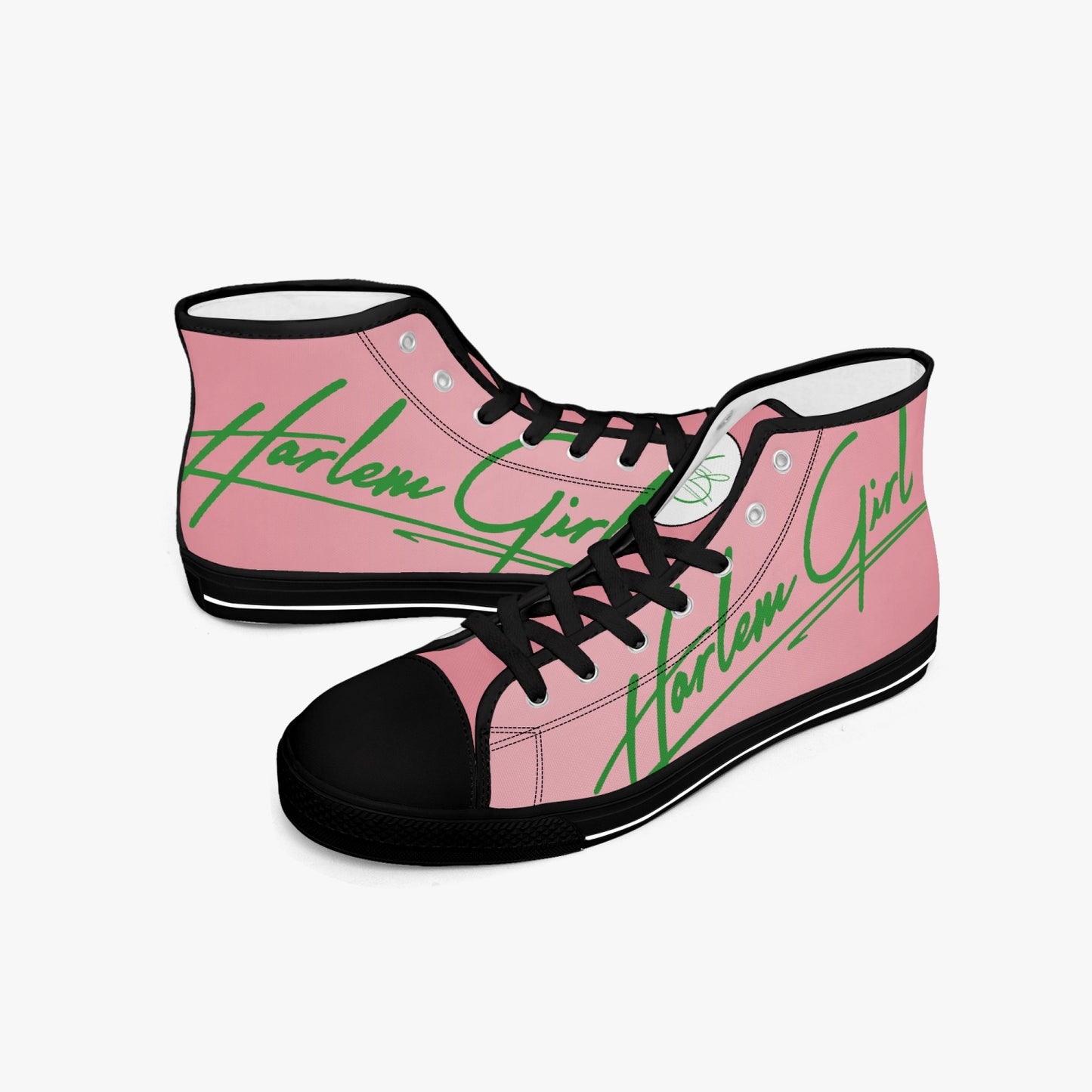 HB Harlem Girl "Lenox Ave" Classic High Top - Pink n Green - Women (Black or White Soles)