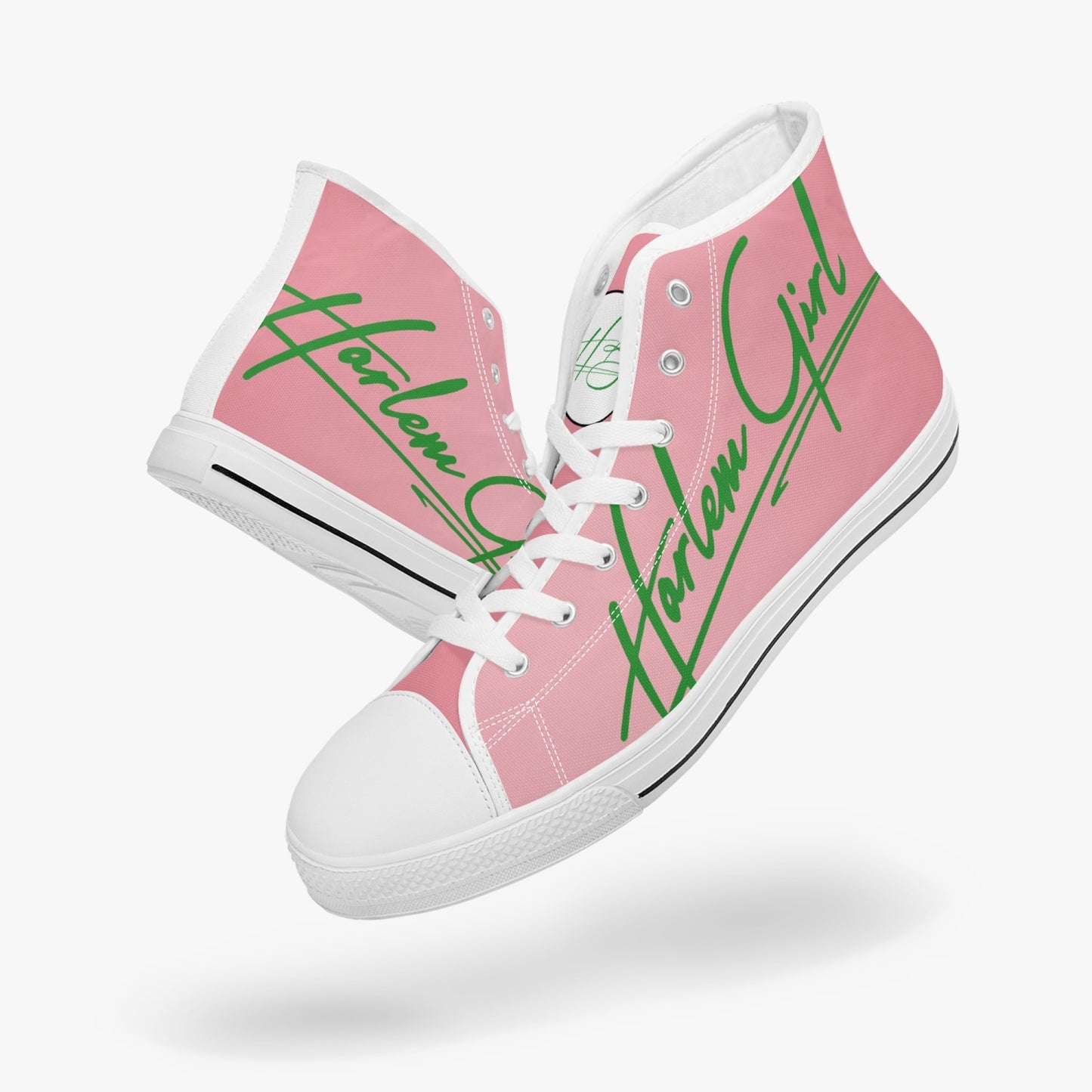 HB Harlem Girl "Lenox Ave" Classic High Top - Pink n Green - Women (Black or White Soles)